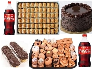 Tatlı Şöleni Paketi Yaş Pasta Cevizli Baklava ve Yanına 2 Litre Kola