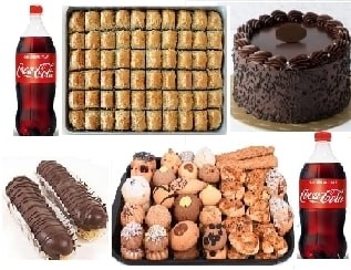 Tatlı Şöleni Paketi Yaş Pasta Cevizli Baklava ve Yanına 2 Litre Kola